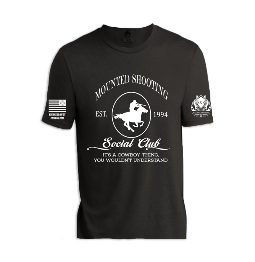 Mounted Shooting Cowboy Silhouette White