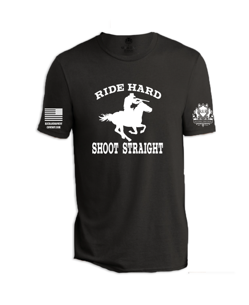 Ride Hard Shoot Straight Mounted Cowboy, White