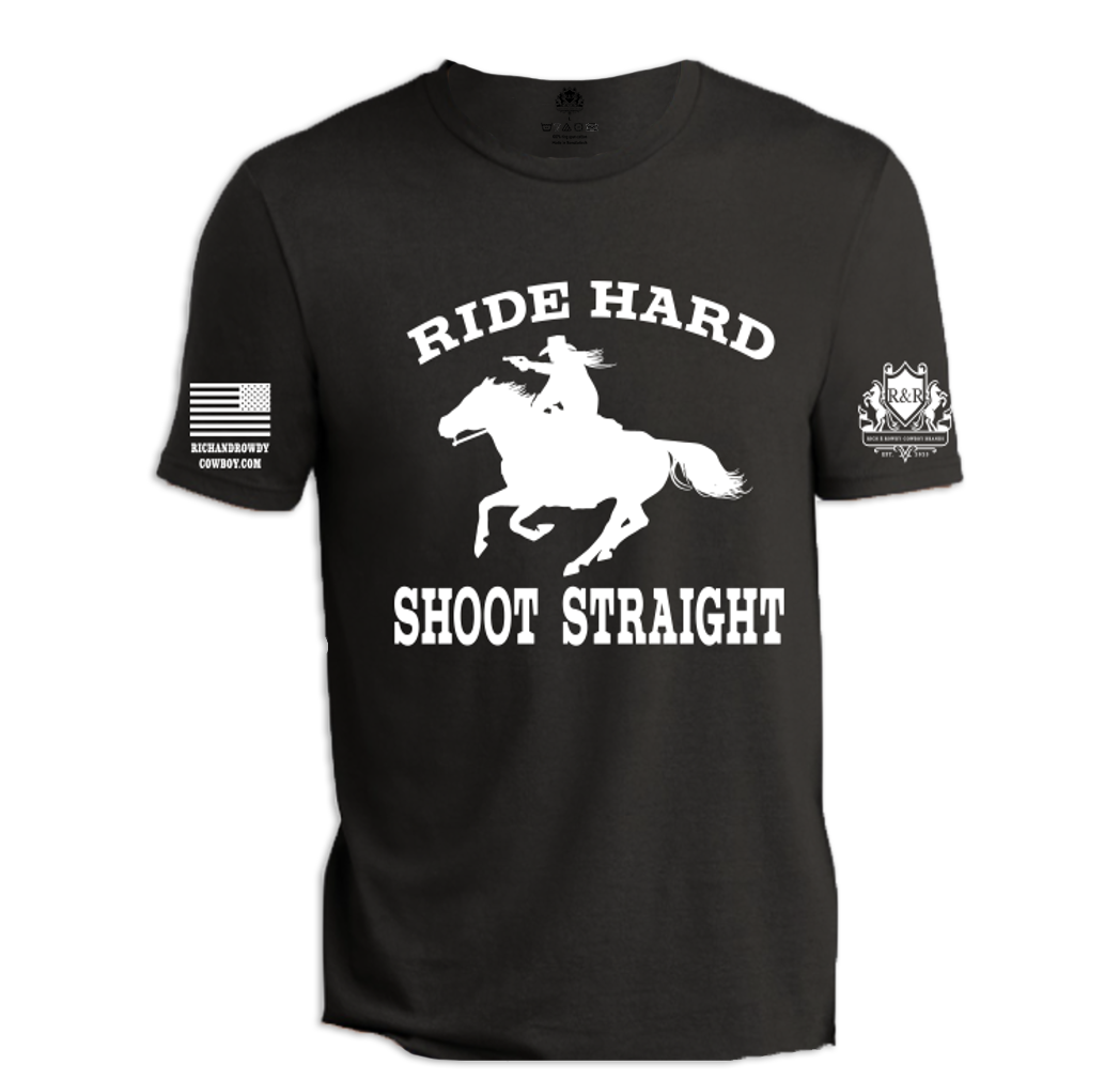 Ride Hard Shoot Straight Mounted Cowgirl, White