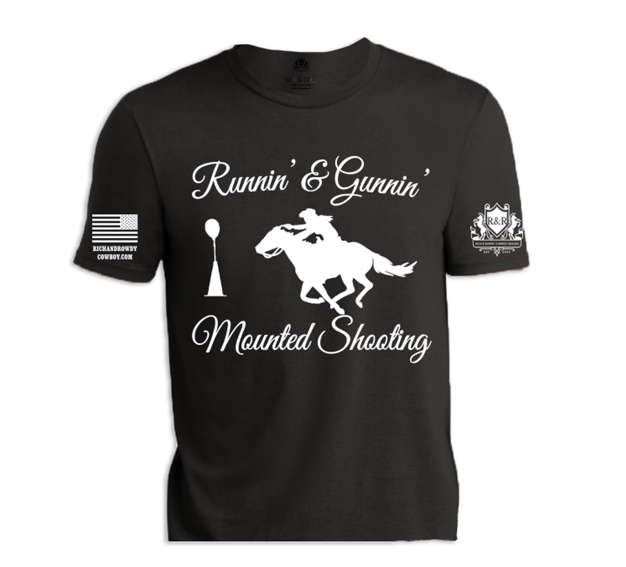 Runnin' and Gunnin Mounted Cowgirl, White