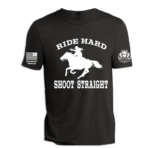 Ride Hard Shoot Straight Mounted Cowgirl, White
